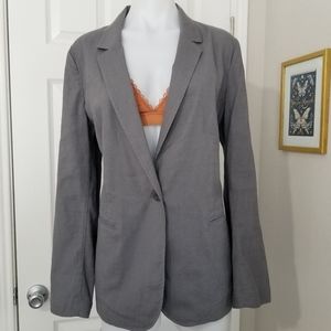 j.jill Linen Blend Blazer Gray Stretch M EUC